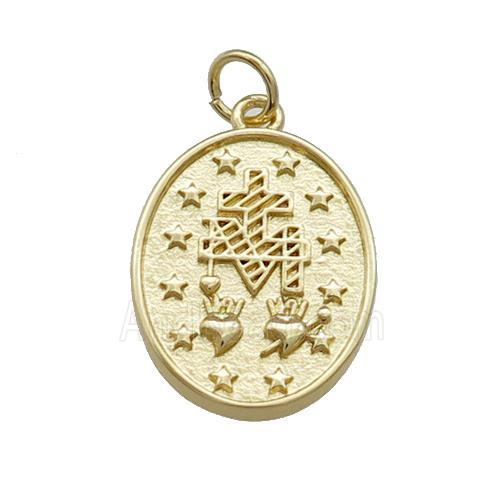Copper Medallion Charms Pendant Oval Gold Plated