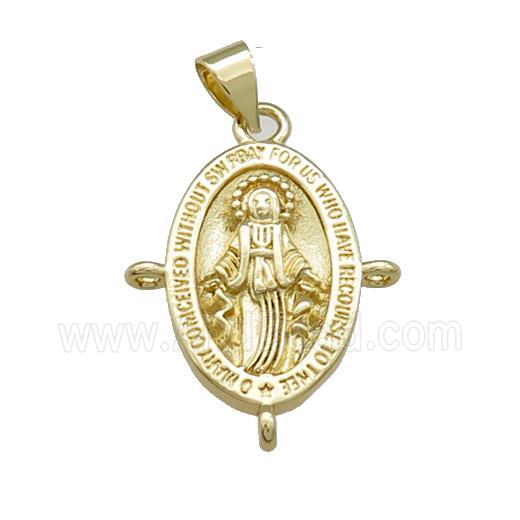 Copper Jesus Pendant Religious Medal Oval Gold Plated