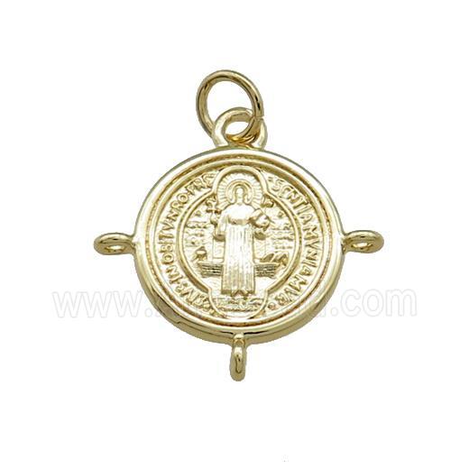 Copper Jesus Pendant Religious Medal Charms Circle Gold Plated