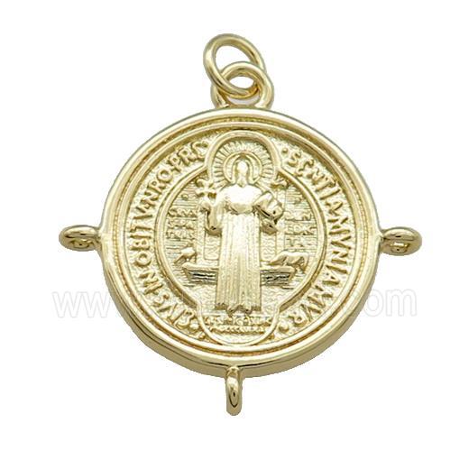 Copper Jesus Pendant Religious Medal Charms Circle Gold Plated