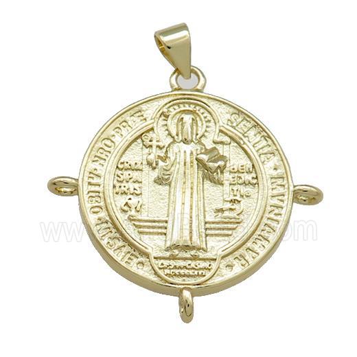 Copper Jesus Pendant Religious Medal Charms Circle Gold Plated