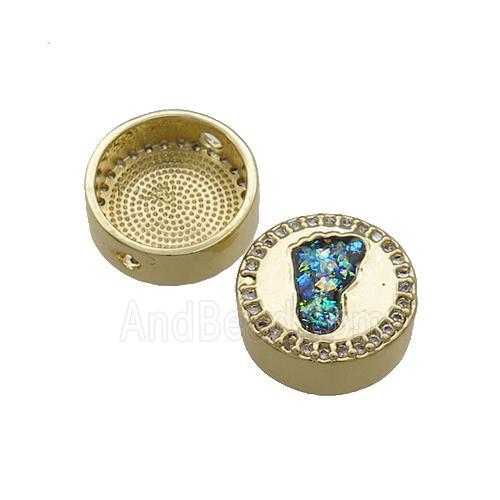 Copper Button Beads Pave Multicolor Fire Opal Barefoot 18K Gold Plated