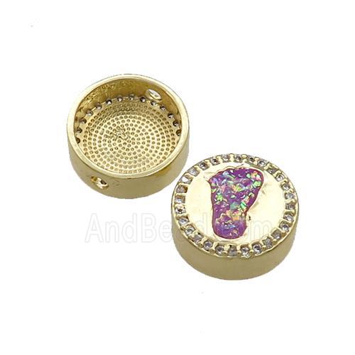 Copper Button Beads Pave Fuchsia Fire Opal Barefoot 18K Gold Plated