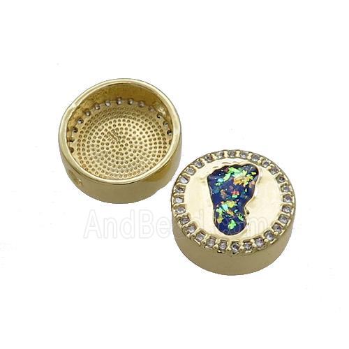 Copper Button Beads Pave Multicolor Fire Opal Barefoot 18K Gold Plated
