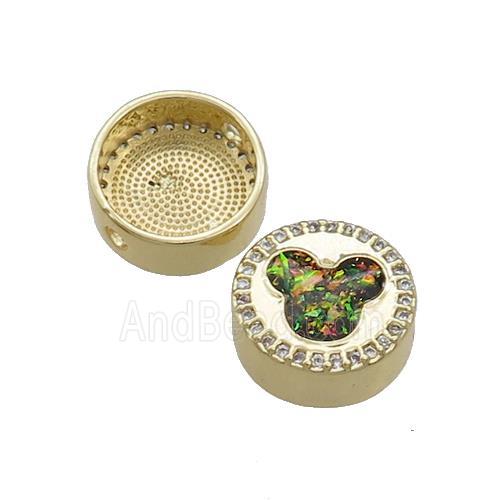 Copper Button Beads Pave Multicolor Fire Opal 18K Gold Plated