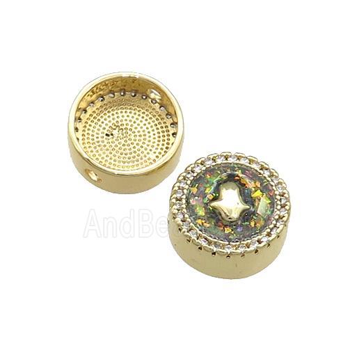 Copper Button Beads Pave Fire Opal Hand 18K Gold Plated