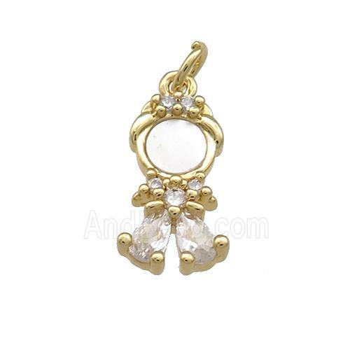 Copper Kids Pendant Pave Shell Zircon 18K Gold Plated