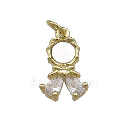 Copper Kids Pendant Pave Shell Zircon 18K Gold Plated