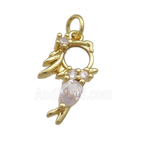 Copper Kids Pendant Pave Shell Zircon 18K Gold Plated