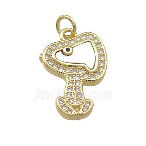 Copper Charms Pendant Pave Shell Zircon 18K Gold Plated