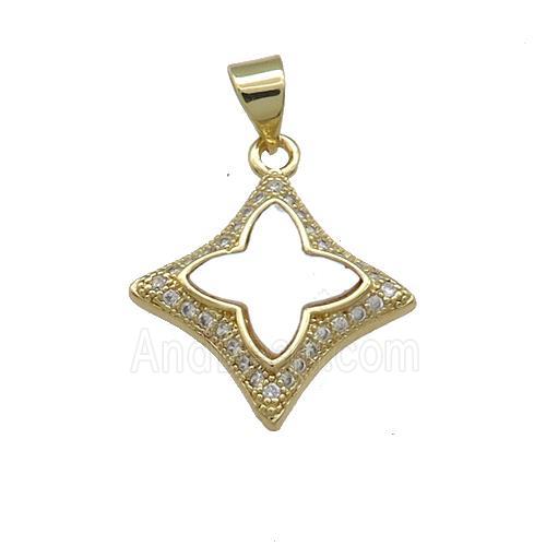 Copper Star Pendant Pave Shell Zircon 18K Gold Plated