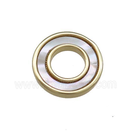 Copper Circle Pendant Pave Shell 18K Gold Plated