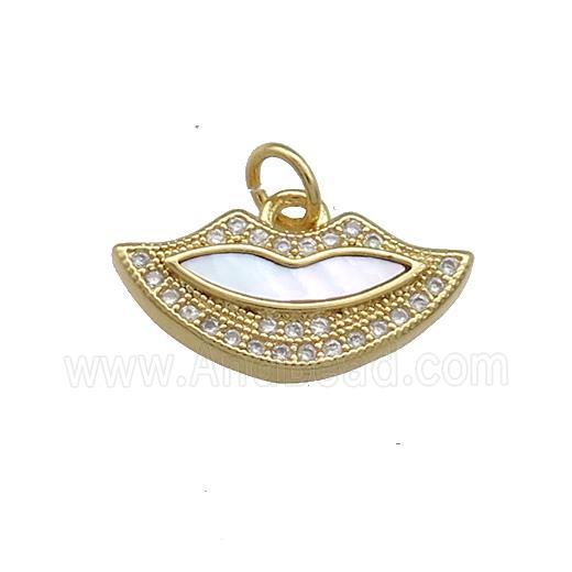 Copper Lips Charms Pendant Pave Shell Zircon 18K Gold Plated