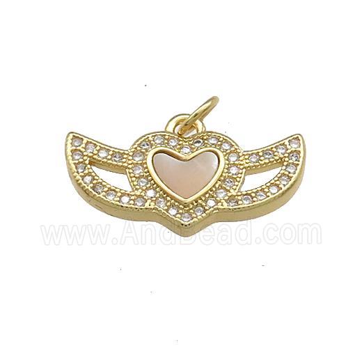 Copper Eyemask Pendant Pave Shell Zircon 18K Gold Plated