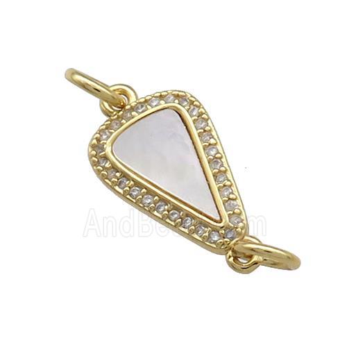 Copper Arrowhead Connector Pave Shell Zircon 18K Gold Plated