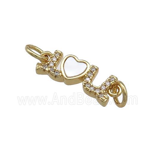 Copper Heart LOVE Connector Pave Shell Zircon 18K Gold Plated