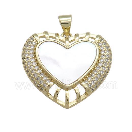 Copper Heart Pendant Pave Shell Zircon 18K Gold Plated