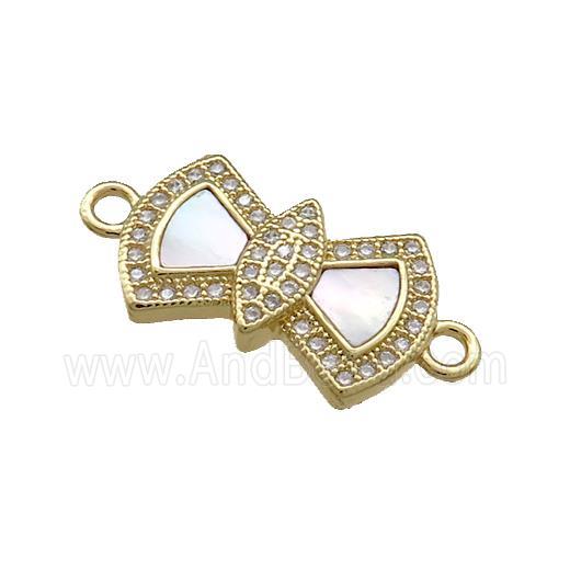 Copper Connector Pave Shell Zircon 18K Gold Plated