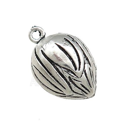 Tibetan Style Copper Lotus Bell Pendant Antique Silver