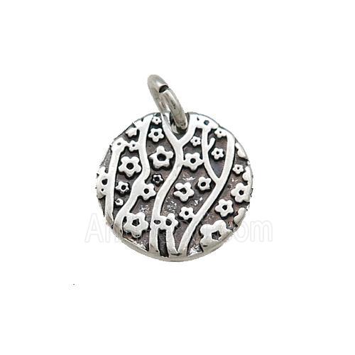 Tibetan Style Copper Circle Pendant Flower Of Life Antique Silver