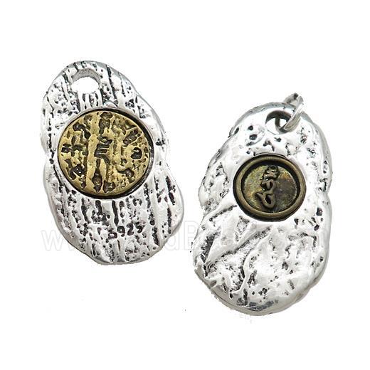 Tibetan Style Copper Slice Pendant Antique Silver Bronze