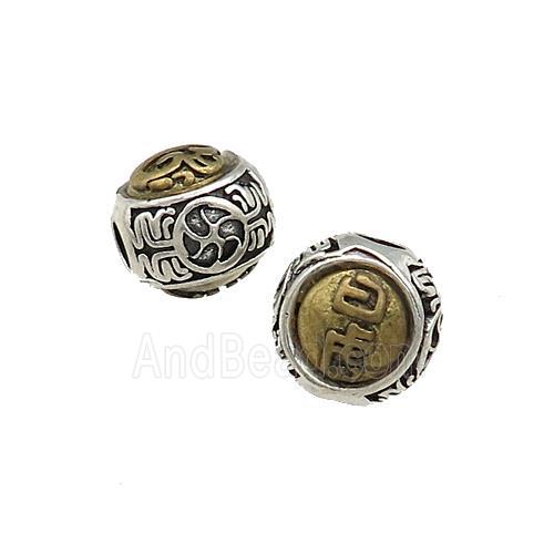Tibetan Style Copper Round Beads Large Hole Antique Silver Bronze