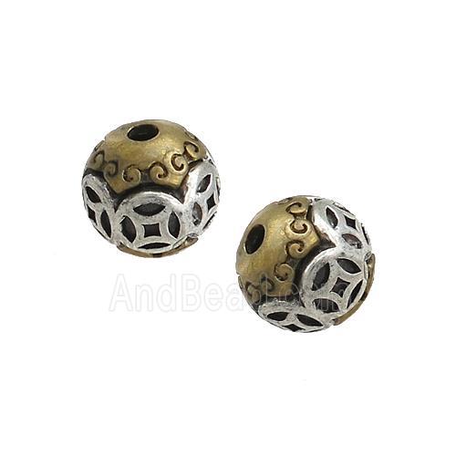 Tibetan Style Copper Round Beads Large Hole Antique Silver Bronze