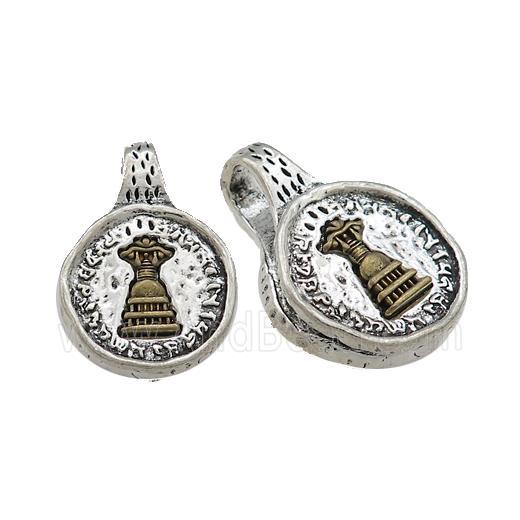 Tibetan Style Mala Counter Buddhist Clip Copper Pendant Antique Silver Bronze