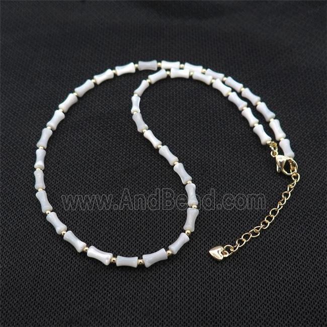 White MOP Shell Necklace Bamboo