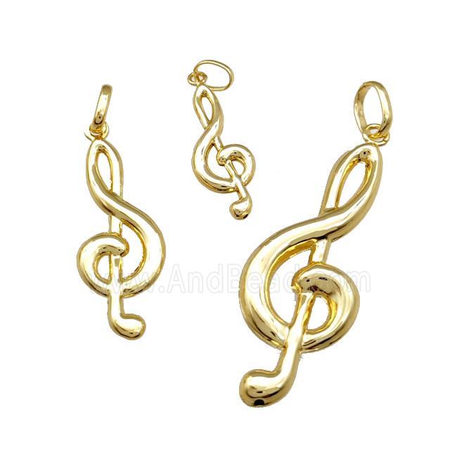 Copper Pendant Musical Note Symbols 18K Gold Plated
