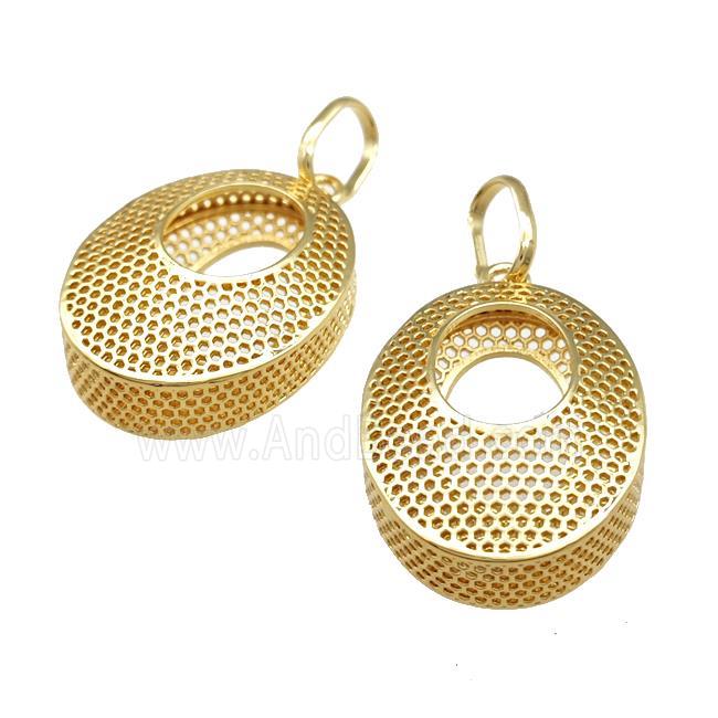 Copper Nest Pendant Hollow Birds Nest 18K Gold Plated