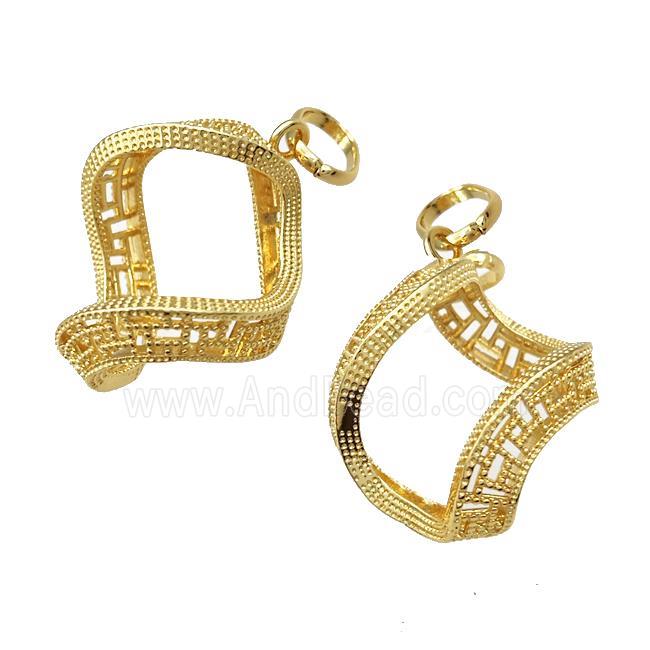 Copper Pendant Hollow 18K Gold Plated