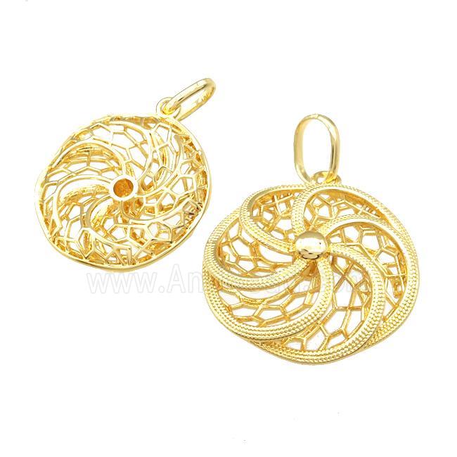 Copper Pendant Hollow 18K Gold Plated