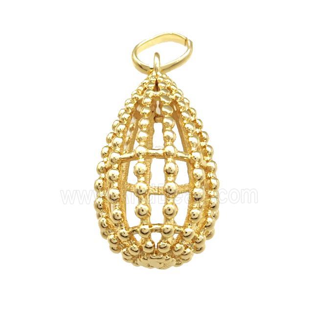 Copper Cage Pendant Hollow 18K Gold Plated