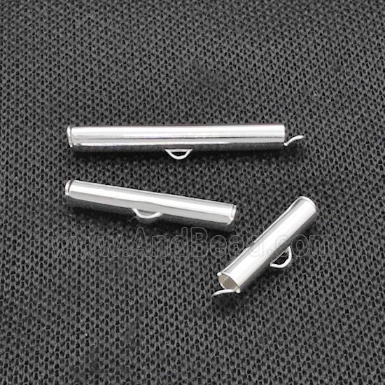 Copper Pinch Clasp Tube End Findings Platinum Plated