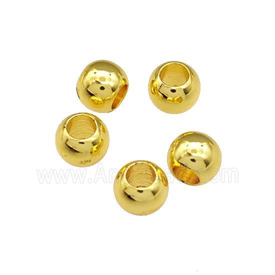 Copper Round Beads Large Hole Gold Plated Smooth
