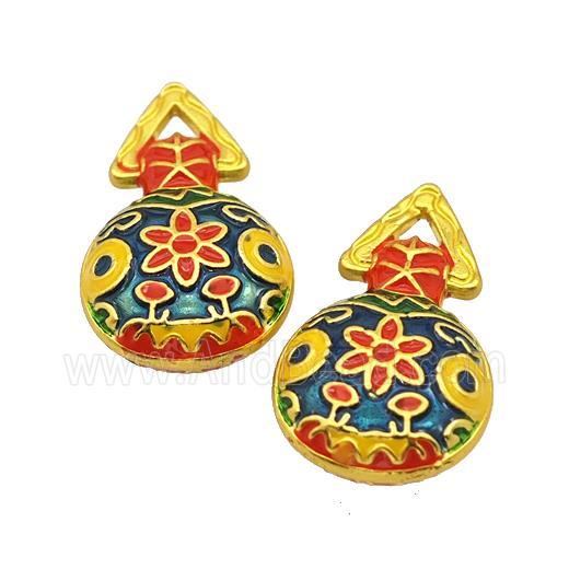 Waterbags Charms Alloy Pendant Flower Painted Matte Gold Plated