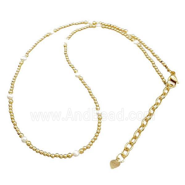 Copper Necklace With Pearl Adjustable Gold Plated