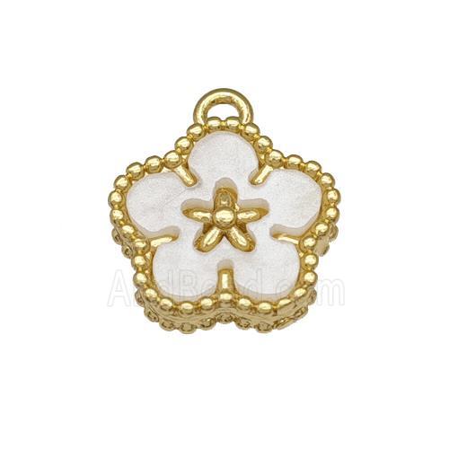 Copper Flower Pendant Pave Resin Gold Plated
