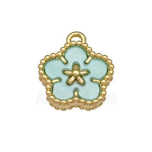 Copper Flower Pendant Pave Resin Gold Plated