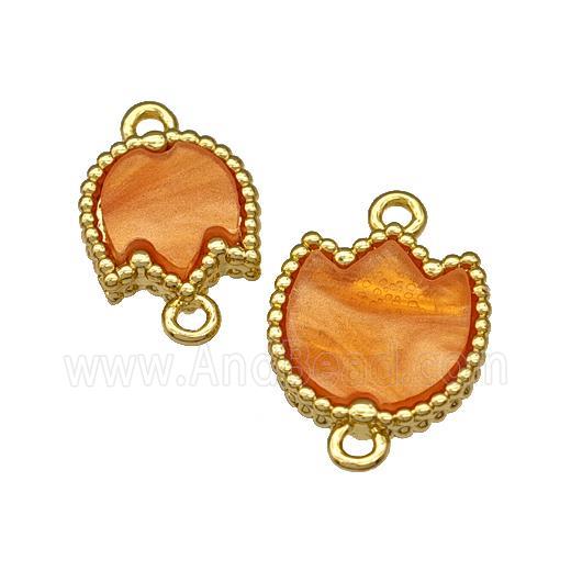 Copper Swallow Pendant Pave Orange Resin Bird Gold Plated