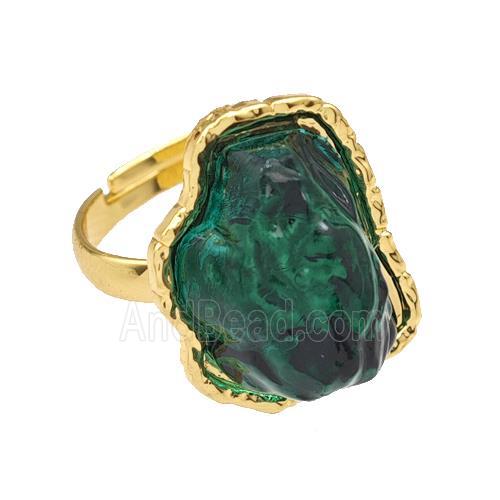 Copper Rings Pave Green Acrylic Mountain Adjustable Gold Plated