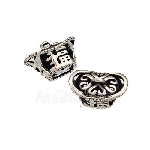 Tibetan Style Copper Yuanbao Pendant Fu Antique Silver