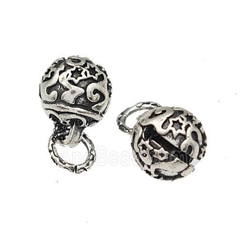Tibetan Style Copper Bell Pendant Antique Silver