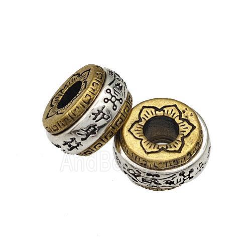 Tibetan Style Copper Heishi Beads Large Hole Chinese Amulet Rotatable Antique Silver Bronze
