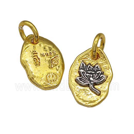 Tibetan Style Copper Lotus Pendant Slice Gold Plated
