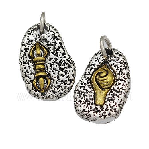 Vajra Pestle Charms Tibetan Style Copper Slice Pendant Buddhism Antique Silver Bronze