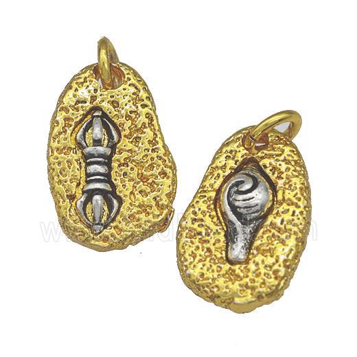 Vajra Pestle Charms Tibetan Style Copper Slice Pendant Buddhism Antique Silver Gold