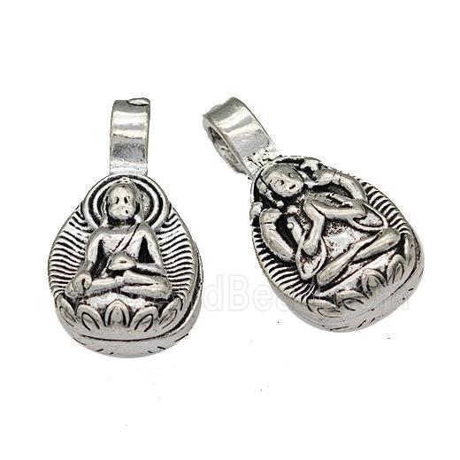 Tibetan Style Copper Mala Counter Buddhism Buddha Pendant Clip Antique Silver Bronze