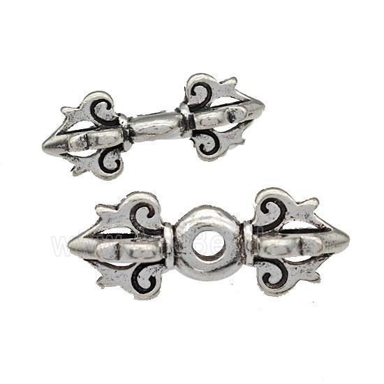 Vajra Pestle Charms Tibetan Style Copper Beads Buddhist Antique Silver